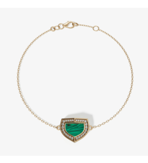 سوار دوم آرت ديكو بالذهب الأصفر مع الفيروز والألماس