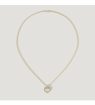 عقد دوم آرت ديكو بالذهب الأصفر مع عرق اللؤلؤ والألماس