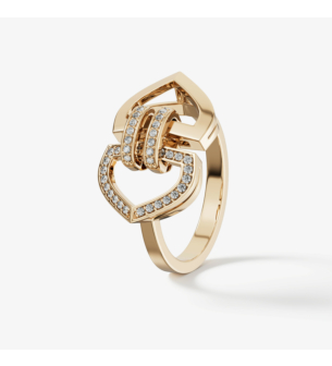 خاتم دوم آرت ديكو دبل من الذهب الأصفر عيار 18 قيراط مرصع بالألماس  