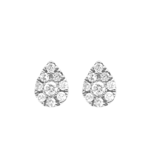 Djula Diamond Pear Stud Earrings in 18K White Gold