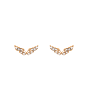 Djula  Diamond Angel Wings Stud Earrings in 18K Rose Gold 