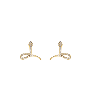 Djula  Diamond Snake Stud Earrings in 18K Yellow Gold 