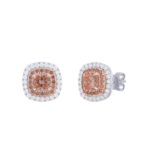 Gaia 1 Carat Lab Grown Fancy Intense Pink Cushion Cut Diamond Earrings