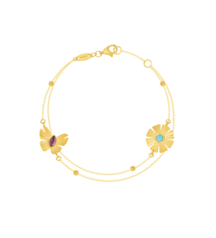 Farfasha Sunkiss Medium Arfaj Desert Daisy and Butterfly Tiered Anklet