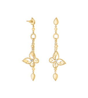 Farfasha  Frou Frou Diamond Butterfly Long Drop Earrings  
