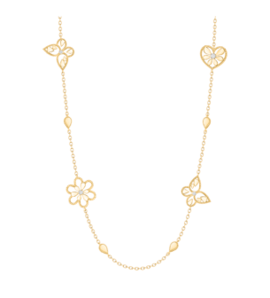 Farfasha Frou Frou Diamond Butterfly Flower and Heart Necklace