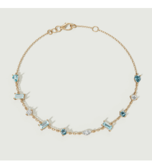 Fireworks Sparkles 18k Yellow Gold Diamond, Blue Topaz & London Topaz Bracelet