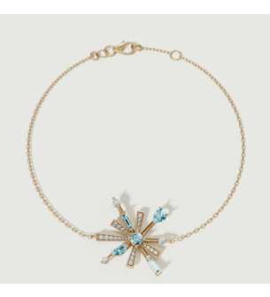 Fireworks Sparkles 18k Yellow Gold Diamond, Blue Topaz & London Topaz Bracelet