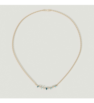Fireworks Sparkles 18k Yellow Gold Diamond, Blue Topaz & London Topaz Necklace