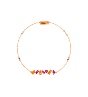 سوار فايروركس سباركس من الذهب الوردي عيار 18 قيراط على شكل سبيكة مرصعة بالألماس وأحجار كريمة ملونة