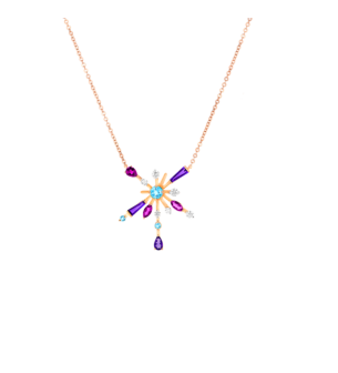 Fireworks Flare Semi Precious  Necklace in 18K Rose Gold