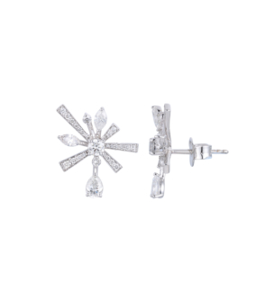 Fireworks Sparkles 18k White Gold Diamond Earrings