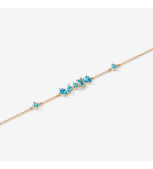 Fireworks Sparkles 18k Yellow Gold Diamond, Blue Topaz & London Topaz Bracelet