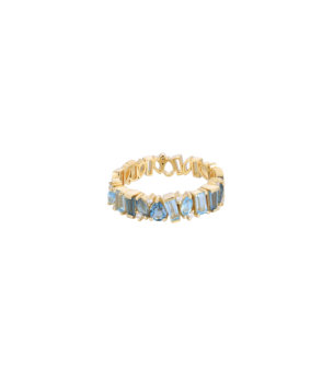 Fireworks Sparkles 18k Yellow Gold Diamond, Blue Topaz & London Topaz Ring
