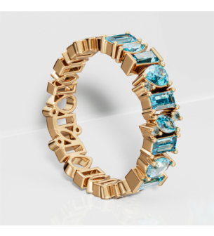 Fireworks Sparkles 18k Yellow Gold Diamond, Blue Topaz & London Topaz Ring