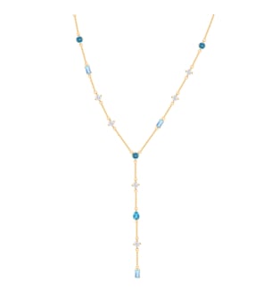 Fireworks Sparkles 18k Yellow Gold Diamond, Blue Topaz & London Topaz Necklace