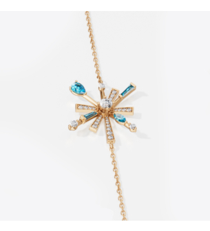 Fireworks Sparkles 18k Yellow Gold Diamond, Blue Topaz & London Topaz Bracelet