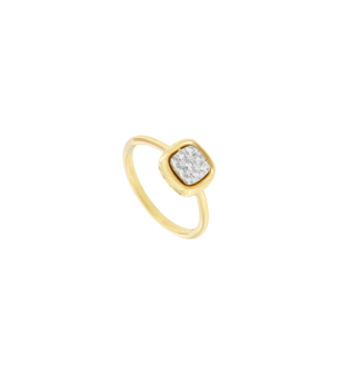 Illusion Round 18k Yellow Gold Ring