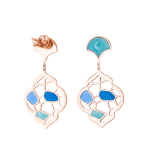 Jal Crystal Blue Waves 18K Rose Gold Earrings