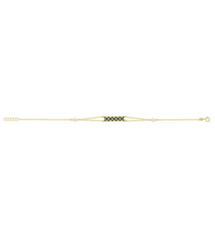 Kiku Arabiya 18k Yellow Gold Bracelet With Green and White Mother of Pearl and White Freshwater Pearl