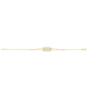 Kiku Arabiya 18k Yellow Gold Bracelet With Blue and White Mother of Pearl and White Freshwater Pearl