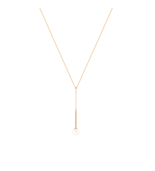 Kiku Glow Necklace in 18K Rose Gold With a Chain Drop and Freshwater Pearl