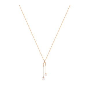 Kiku Glow Necklace in 18K Rose Gold With Two Freshwater Pearls on a Chain