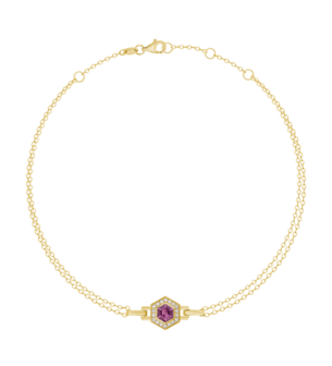 Kanzi Amulet 18k Yellow Gold Rhodolite and Diamond Bracelet