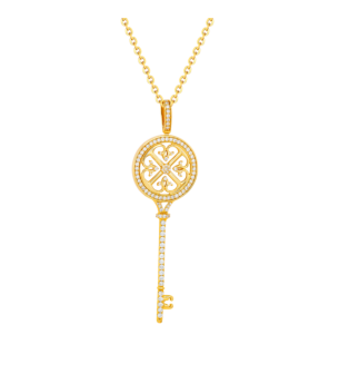 Lace Key 18k Yellow Gold Diamond Necklace