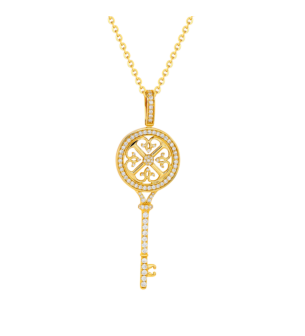 Lace Key 18k Yellow Gold Diamond Necklace