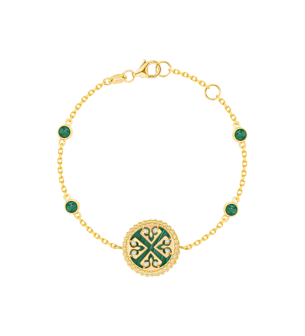 Lace Petite Yellow Gold Diamond Bracelet with Malachite