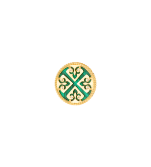 أقراط لايس من الذهب الوردي عيار 18 قيراط بميدالية واحدة مع حجر الملكيت والألماس