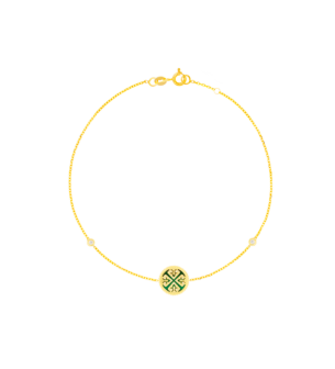 Lace Malachite Stone Diamond Bracelet in 18K Yellow Gold