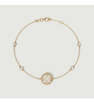 Lace Petite Yellow Gold Diamond Bracelet with Mother of Pearl