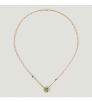 قلادة لايس بتيت من الذهب الأصفر مرصعة بالألماس والملكيت