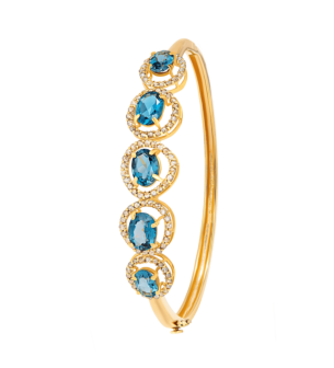 Legacy 22k Yellow Gold Diamond & Blue Topaz Oval Bangle
