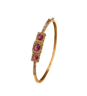 Legacy Diamond & Ruby Bangle in 22K Gold