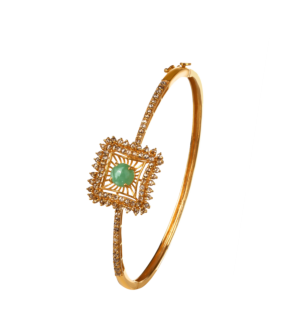 Legacy Diamond & Emerald Bangle in 22K Gold