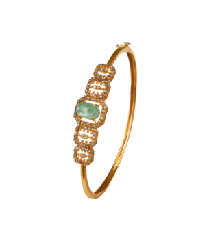 Legacy Diamond & Emerald Bangle in 22K Gold