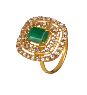 Legacy Diamond & Emerald Ring in 22K Gold