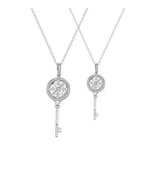 Mother Daughter Lace 2 Necklace Set Small & Medium in 18K White Gold 