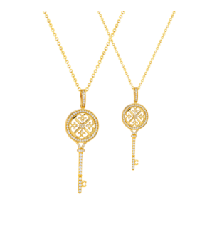 Mother Daughter Lace 2 Necklace Set Small & Medium In 18K Yellow Gold 