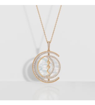 Qamar Layali 18k Yellow Gold Diamond and Mother of Pearl Necklace