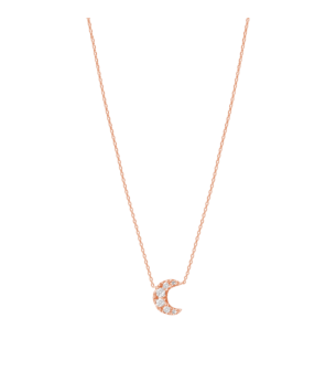 Djula Diamond Moon Chain Necklace in 18K Rose Gold