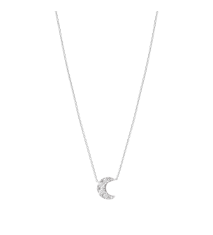 Djula Diamond Moon Chain Necklace in 18K White Gold