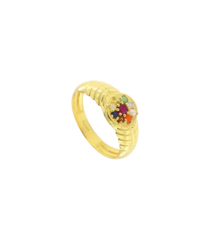 Navaratna Classic 22k Yellow Gold Diamond Ring