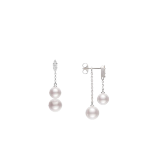 Mikimoto Morning Dew, Akoya Pearl and Diamond Earring in 18K White Gold