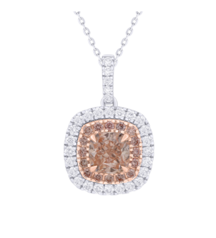 Gaia 1 Carat Lab Grown Fancy Intense Pink Cushion Cut Diamond Pendant