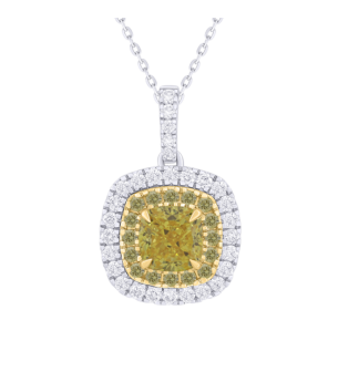 Gaia 1 Carat Lab Grown Fancy Vivid Yellow Cushion Cut Diamond Pendant