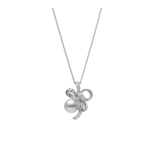 Mikimoto Jeux De Rubans, Akoya Pearl and Damond Set Necklace in 18K White Gold